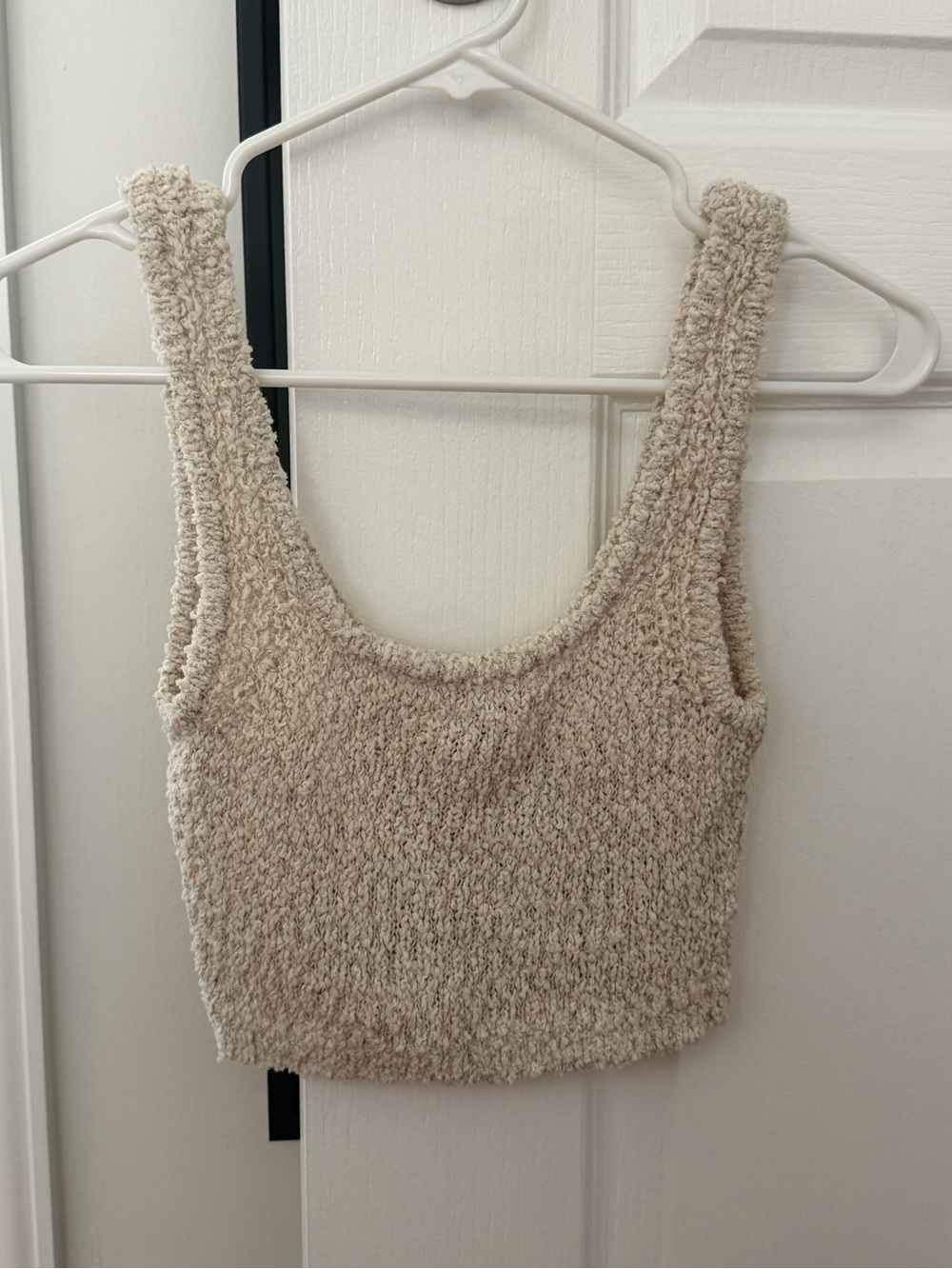 Cream Textured Tank Crop Top